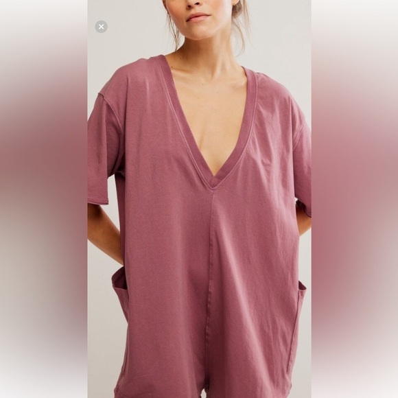 FREE PEOPLE MOVEMENT HOT SHOT TEE ROMPER in Clove NWT sz XS, S, M, L - Picture 5 of 8